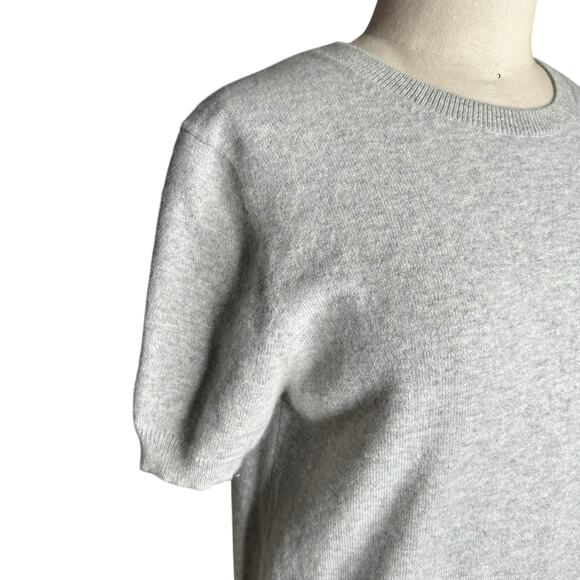 VINCE Gray Wool Blend Cashmere Short Sleeve Crew Neck Knit Sweater Size Large - Picture 2 of 7